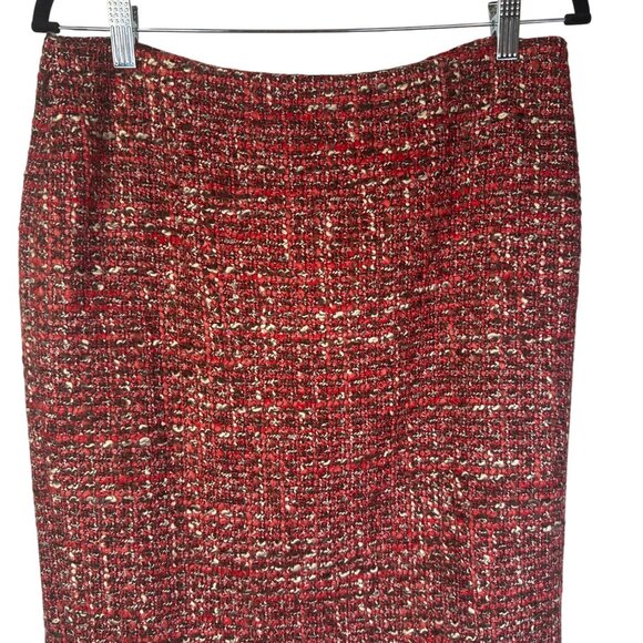 Talbots 8P Red & White Tweed Pencil Skirt - Picture 7 of 13